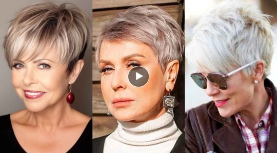 Youthful Short Pixie Bob Haircuts with Attractive Hair Dye Color Makeover For Older Women